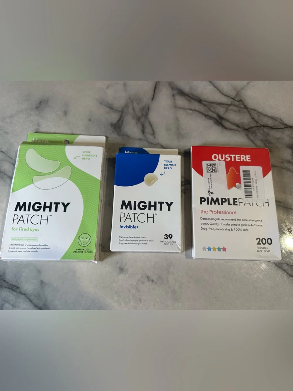Mighty Patch & Oustere Pimple Patch Trio - Green, White, Blue, Red